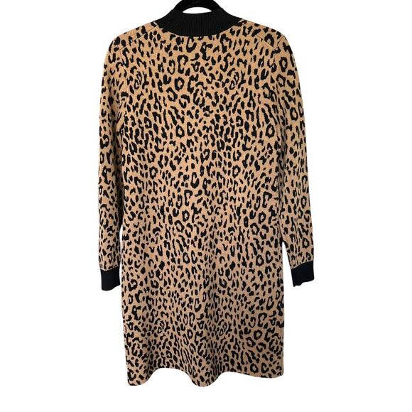 J. Crew Women's Mockneck Sweater Dress in Leopard Thick Merino Wool Size Medium - Picture 5 of 6